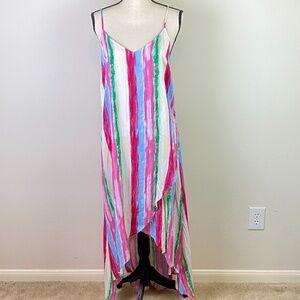 Lulu's Brushstroke of Luck Pink Multi Stripe Dress